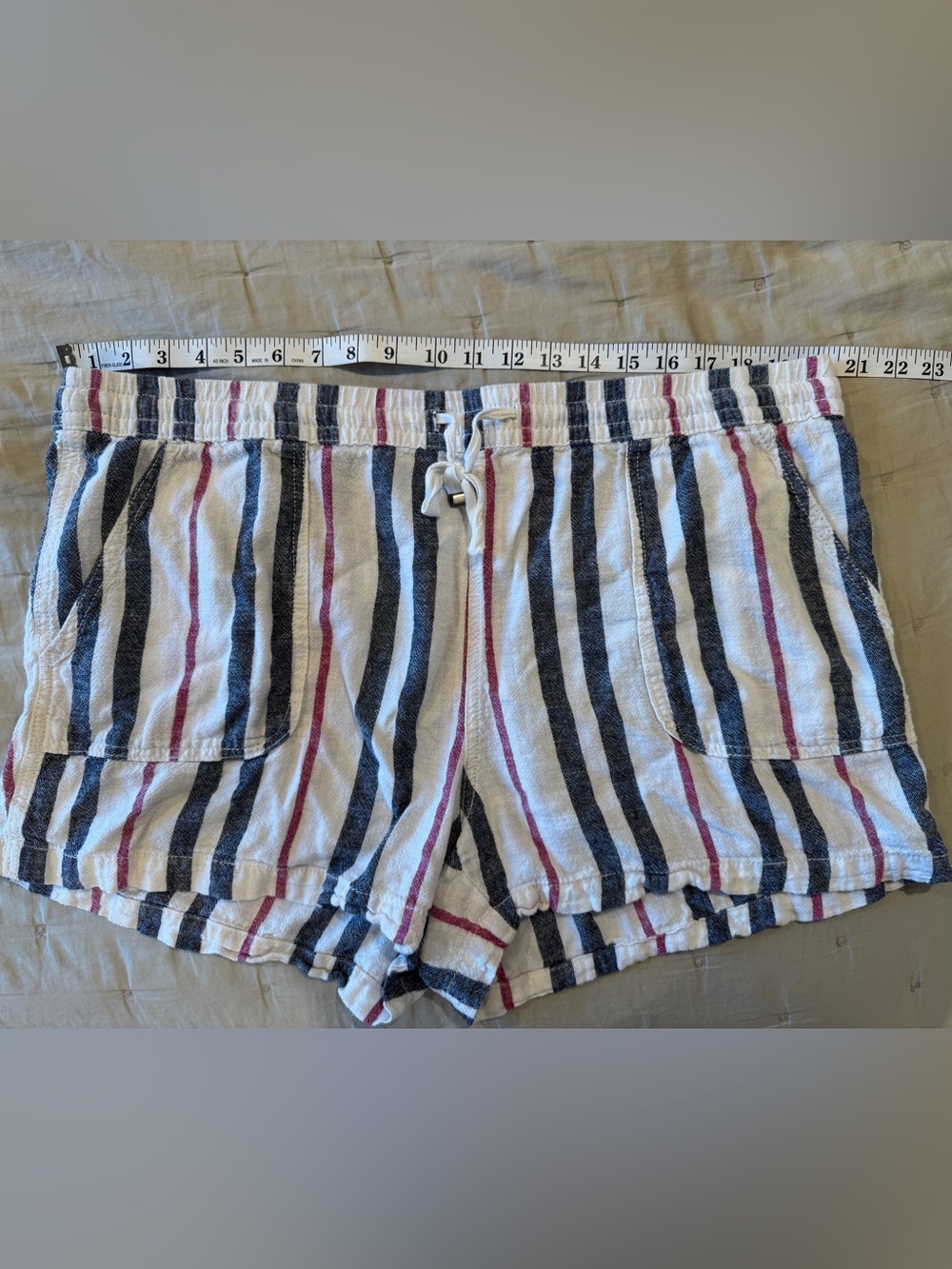 Time and Tru Linen Blend Shorts in White, Navy and Pink
